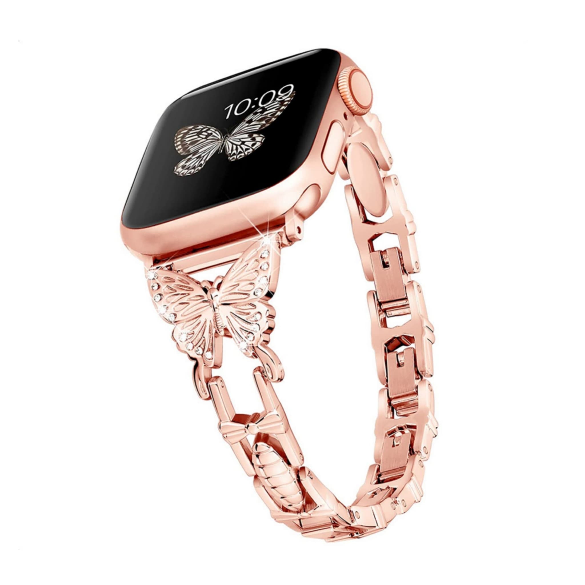 Steel butterfly design Full Rose Gold- باند ستيل تصميم فراشه روز قولد كامل