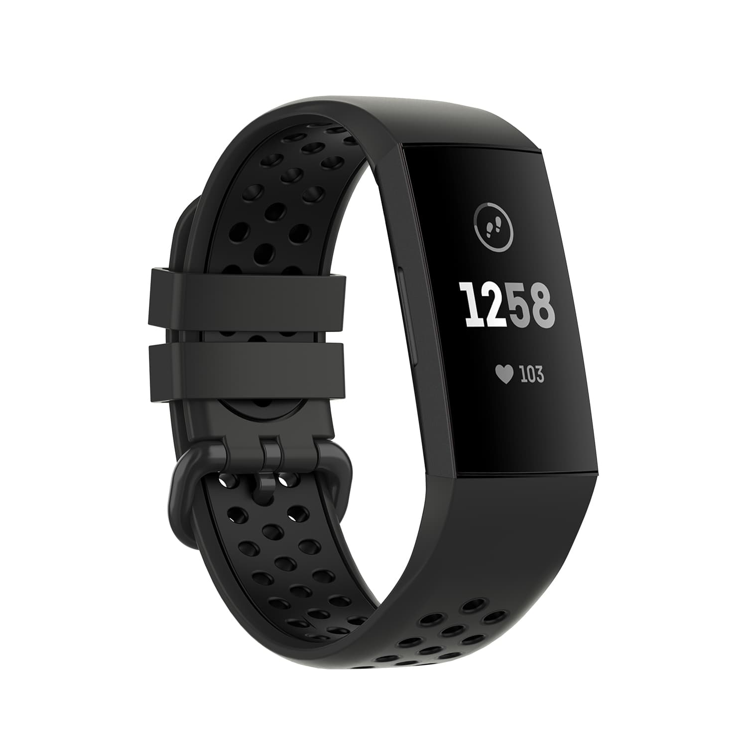 Silicone Nike Sports band - Black&Black- باند سيليكون نايك سبورت لساعات فت بت تشارج ٣/٤/اس اي لون اسود مع اسود